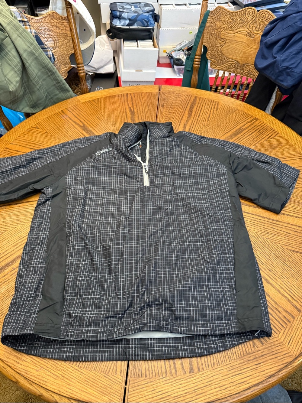 Sunice Black Plaid Lightweight Half-Zip Shirt Jacket